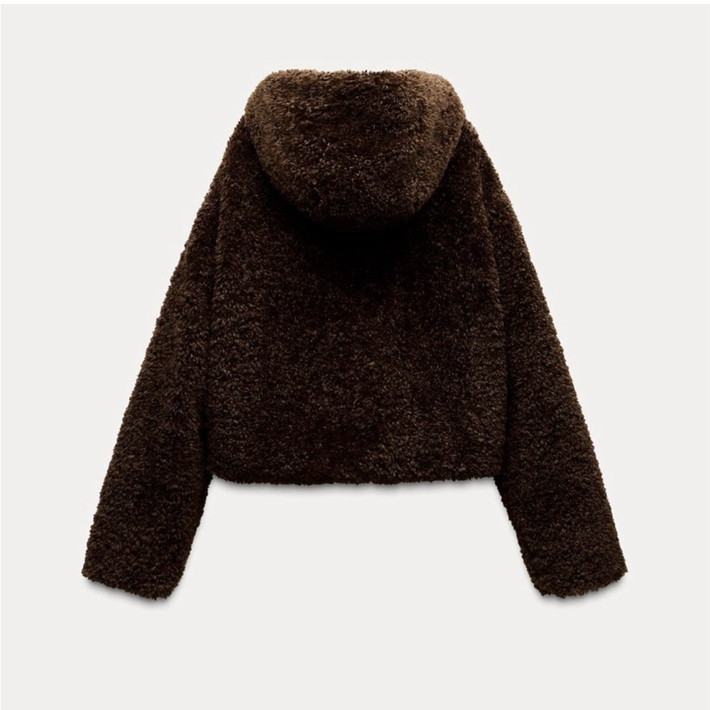 Zara Dark Brown Teddy Jacket - Picture 3 of 5